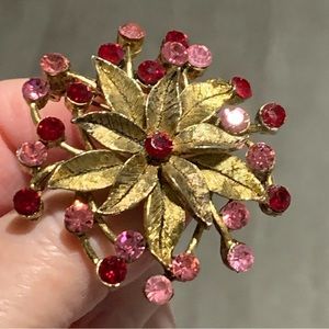 XXX SOLD XXXXXVintage Red Pink Rhinestone Pin